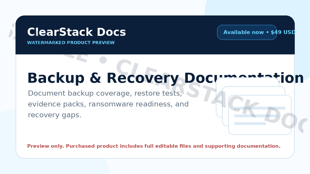 Backup & Recovery Documentation Kit product cover preview