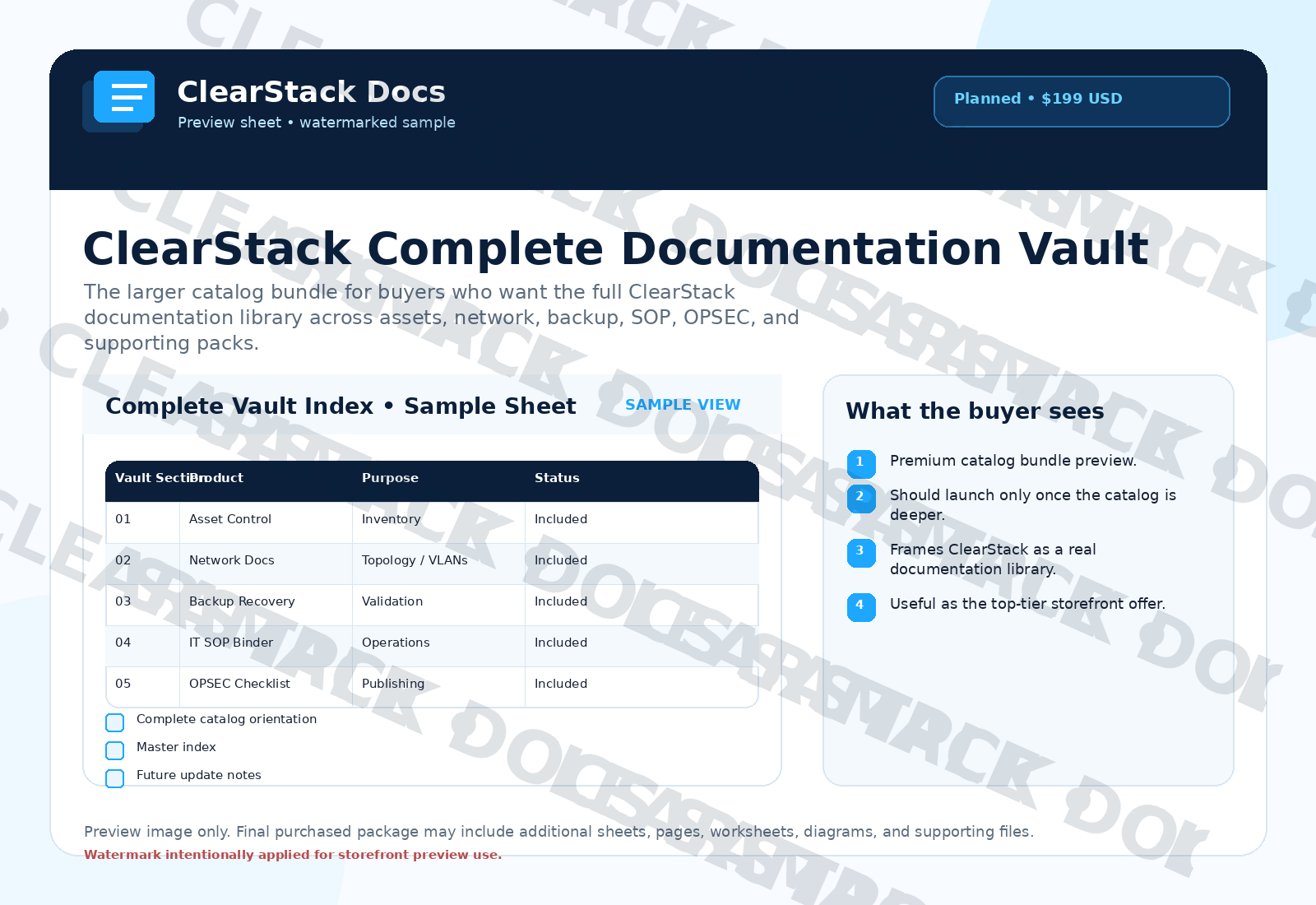 Watermarked preview for ClearStack Complete Documentation Vault